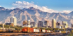 Train leaving Salt Lake City