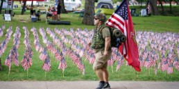 March with flag